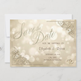 Reserve A Data Elegante Quadro de Corações em Ouro Bokeh Save The