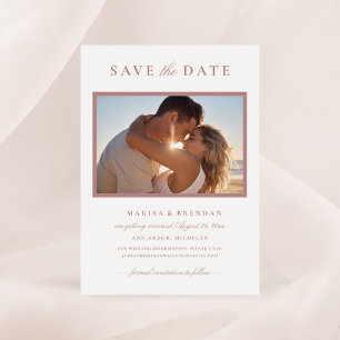 Reserve A Data Elegante Quadro de Foto Rosa Poeirento Casamento