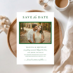 Reserve A Data Elegante Quadro de Foto Verde Floresta Casamento