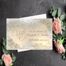 Elegante Quadro Dourado Chic Salvar a Data