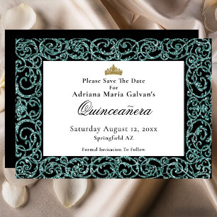 Reserve A Data Elegante Quinceanera Trabalhos de Rolo em Azul-Cel