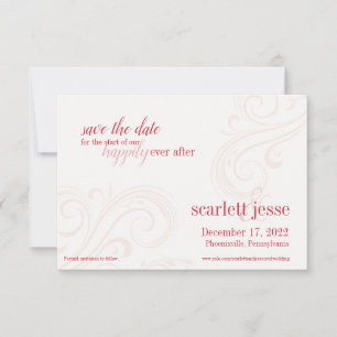 Reserve A Data Elegante Red Save-the-Date, Caroline Wedding