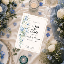 Elegante Romance Floral em Azul Poeirento Casament