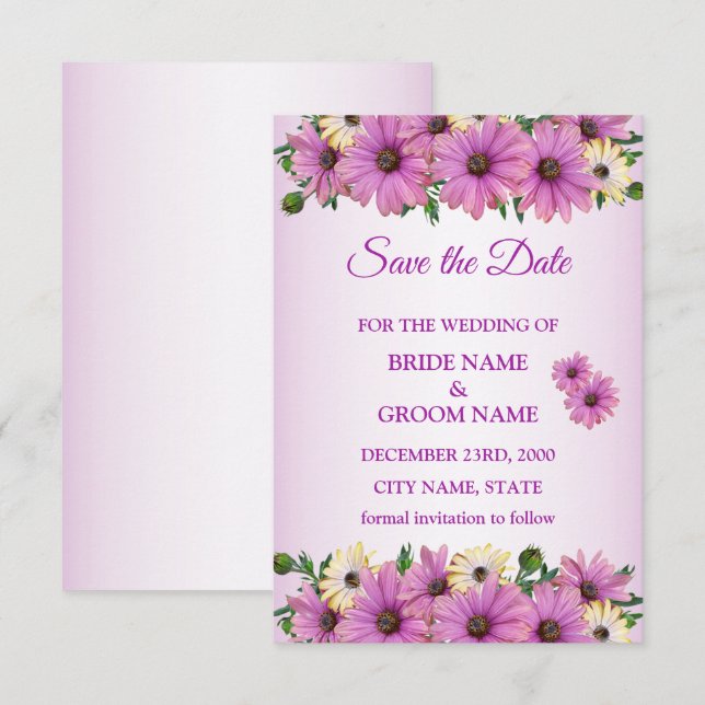 Reserve A Data Elegante Rosa Amarelo Floral Rústico (Frente/Verso)