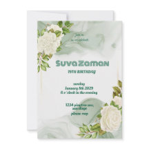 Elegante Rosa Branca Floral Aniversário de 19 anos