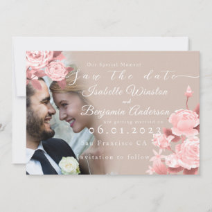 Reserve A Data Elegante Rosa Chic Salve a placa de data