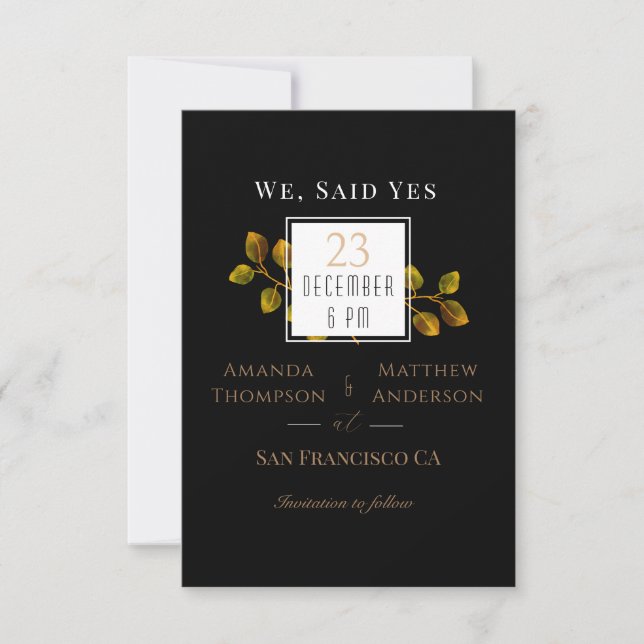 Reserve A Data Elegante Rosa De Chic Monograma Preto Salvar A Dat (Frente)