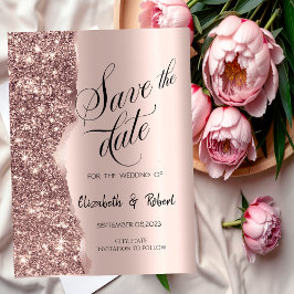 Reserve A Data Elegante Rosa Dourado Brilho Script Salve A Data