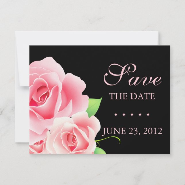 Reserve A Data Elegante Rosa Rosa Save the Date [Preto] (Frente)