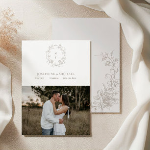 Reserve A Data Elegante Rosa Sepia Bege Vintage