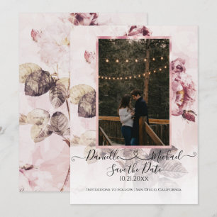 Reserve A Data Elegante Rosas Florais Românticos Script Foto Cora