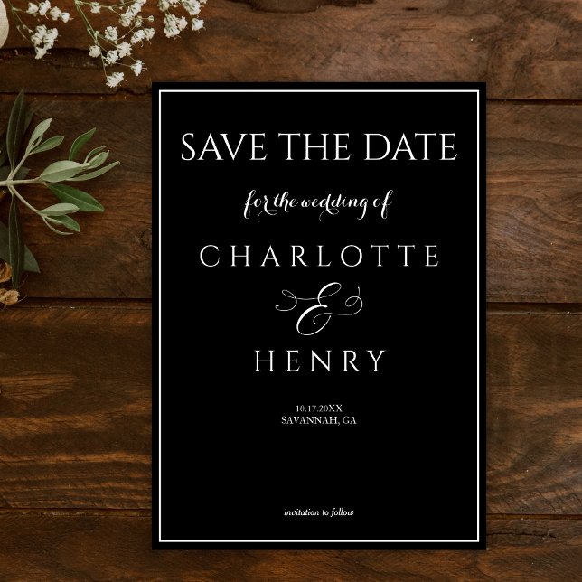 Reserve A Data Elegante roteiro de caligrafia moderna preta (Criador carregado)