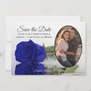 Reserve A Data Elegante Royal Blue Rosa com Casamento de Foto Ova
