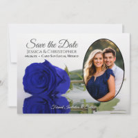 Elegante Royal Blue Rosa com Casamento de Foto Ova