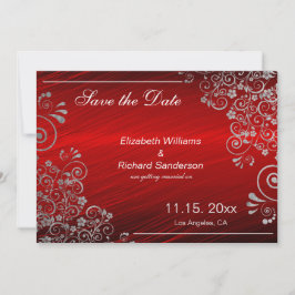 Reserve A Data Elegante Rubi Vermelho Cinza Salve a Data Casamen