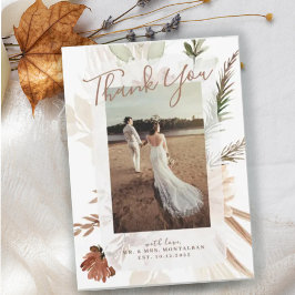 Reserve A Data Elegante Rustic Boho Floral Pampas Obrigado Cartõe