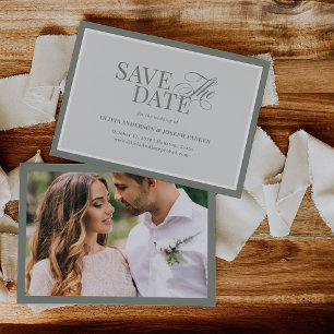 Reserve A Data Elegante Sage Green Photo   Luxo Clássico