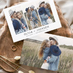 Reserve A Data Elegante Salve a Data 4 Foto em Branco - Carta<br><div class="desc">Foto moderna e elegante Guarde o Cartão de Casamento de Data. O cartão de convite para salvar data inclui tipografia branca e chic e design simples em um fundo branco ao qual você pode adicionar sua fotografia personalizada de noivado.</div>
