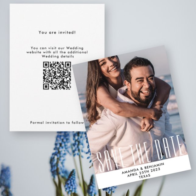 Reserve A Data Elegante Salve a Data Código QR Foto Casamento (Criador carregado)