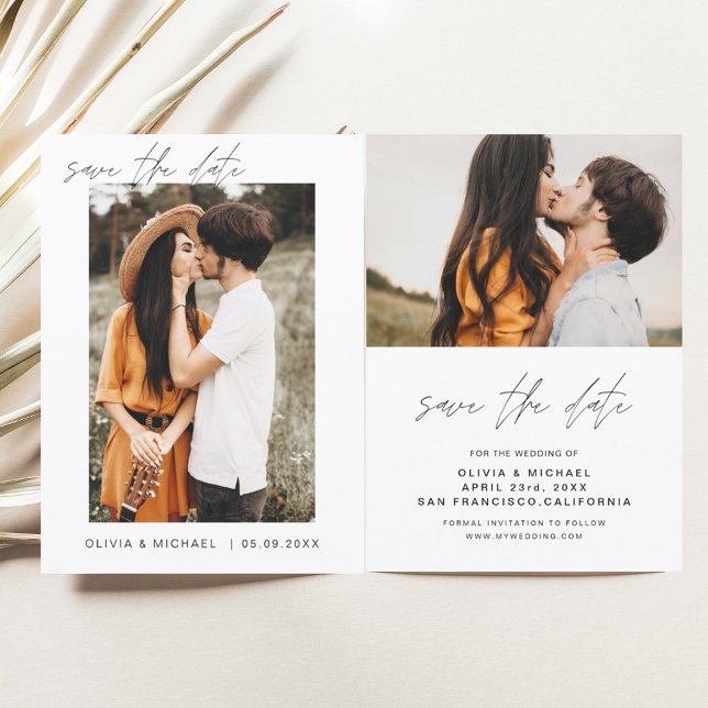 Reserve A Data Elegante Salve a Data de Casamento Foto Minimalist (Criador carregado)