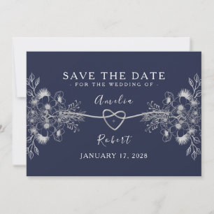 Reserve A Data Elegante Salve o Dia de Casamento Azul Marinho