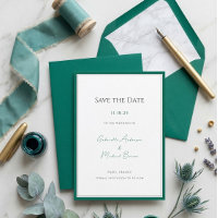 Elegante Salve o Dia de Casamento Minimalista Verd