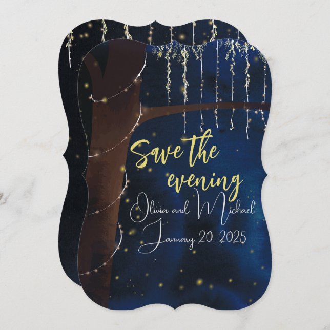 Reserve A Data Elegante Salve o Dia Noturno (Frente/Verso)