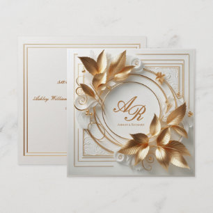 Reserve A Data Elegante Save the Date Botânico em Dourado