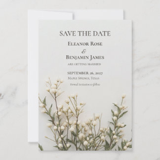 Reserve A Data Elegante Save the Date Botânico em Marfim