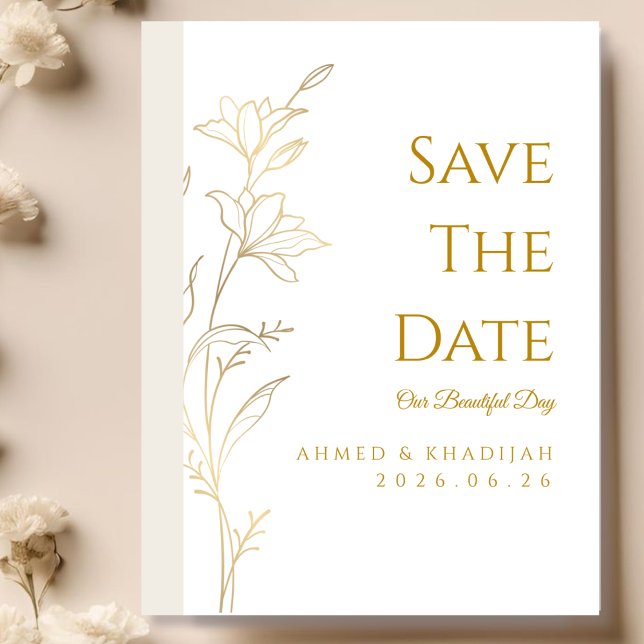 Reserve A Data Elegante Save the Date Casamento Islâmico em Ouro (Criador carregado)