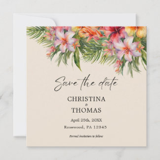 Reserve A Data Elegante Save the Date de Aquarela Tropical