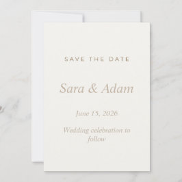 Reserve A Data Elegante Save the Date de Casamento Bege