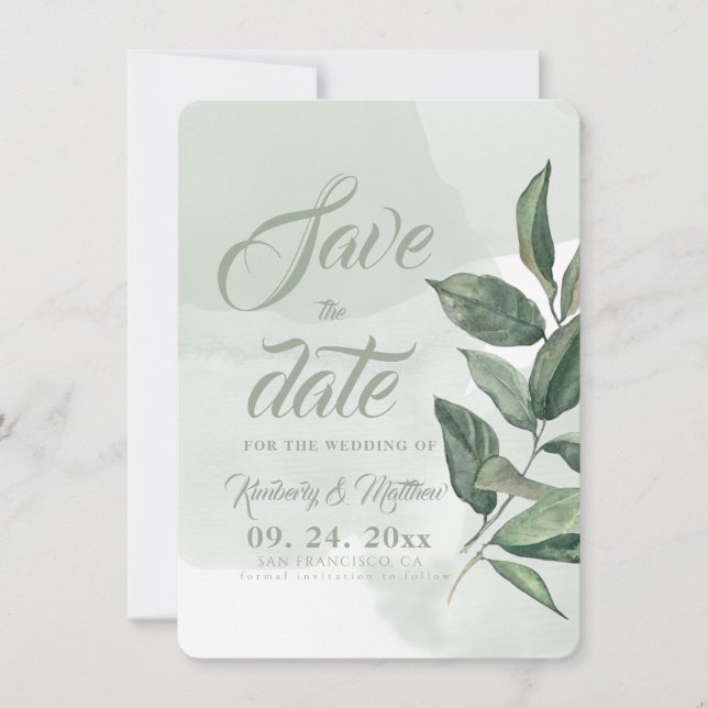 Reserve A Data Elegante Save the Date de Casamento Moderno com Ve (Frente)