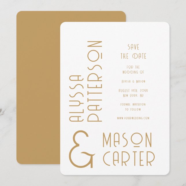 Reserve A Data Elegante Save The Date de Casamento Moderno em Dou (Frente/Verso)