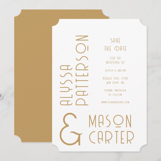 Reserve A Data Elegante Save The Date de Casamento Moderno em Dou (Frente/Verso)