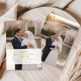 Reserve A Data Elegante Save the Date de Fotografia a Ouro Casame
