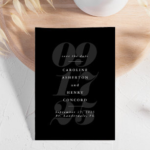 Reserve A Data Elegante save the date ousado preto e branco moder