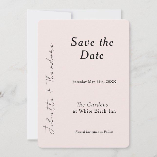 Reserve A Data Elegante Save the Date Rosa (Frente)