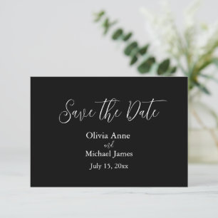 Reserve A Data Elegante Script em Preto e Branco para Salvar a Da