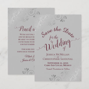 Reserve A Data Elegante Silver Lace Burgundy sobre Casamento de C