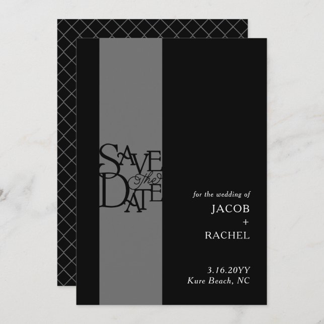 Reserve A Data Elegante Sobreposição Preto Branco Casamento Salve (Frente/Verso)