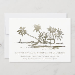 Reserve A Data Elegante Tropical Beach Palm Tree Sketch Pale Dour