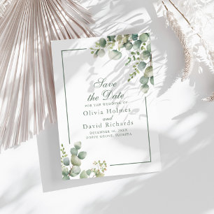Reserve A Data Elegante Verde Eucalipto Botânico Casamento