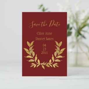 Reserve A Data Elegante Vermelho Dourado