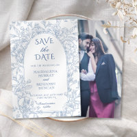 Elegante Victorian Floral French Blue Toile Foto