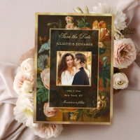 Elegante Vida Floral de Casamento Salve a Data
