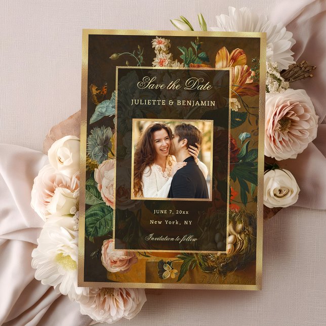 Reserve A Data Elegante Vida Floral de Casamento Salve a Data (Criador carregado)