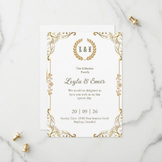 Reserve A Data Elegante Vinheta Dourada Monograma Save the Date