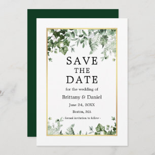 Reserve A Data Elegante Watercolor Botânica Ivy Greenery Dourado