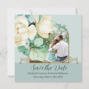 Reserve A Data Elegante Watercolor White Magnolia Salva a Data